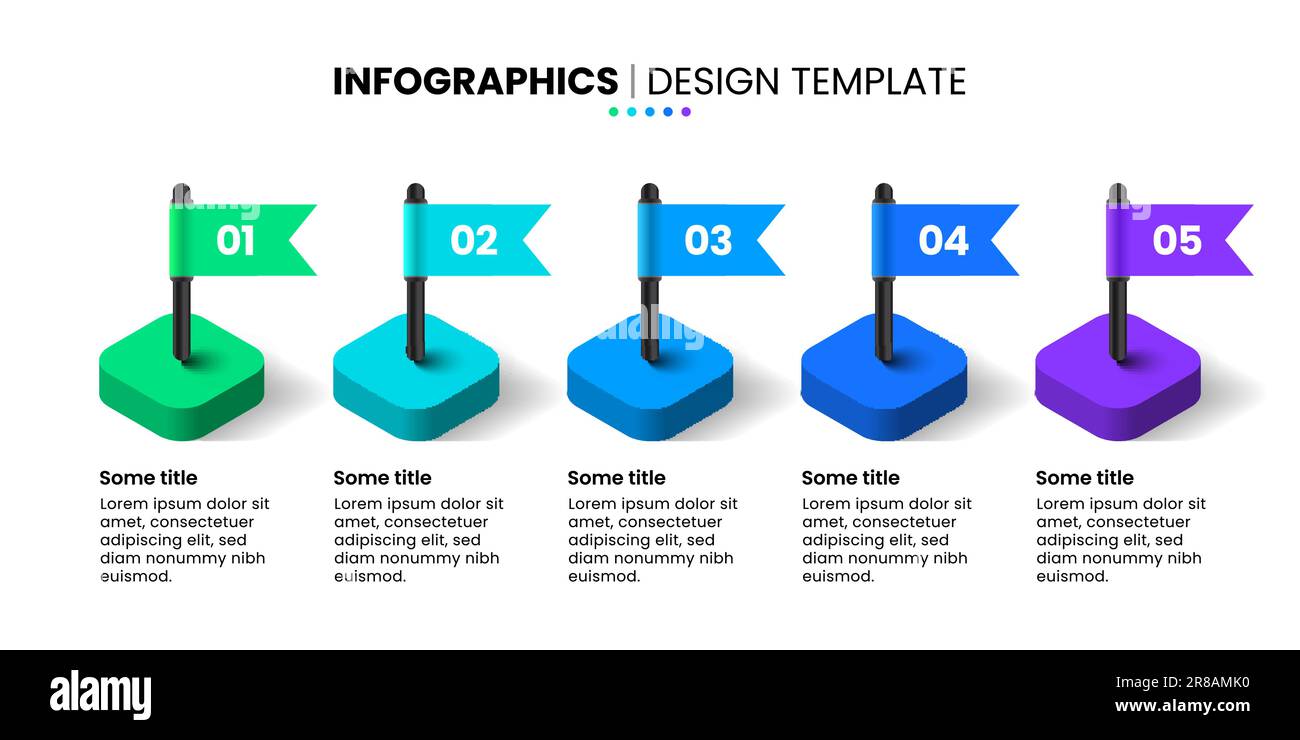 Infografik-Vorlage mit 5 Optionen oder Schritten. Flaggen. Kann für Workflow-Layout, Diagramm, Banner, webdesign verwendet werden. Vektordarstellung Stock Vektor