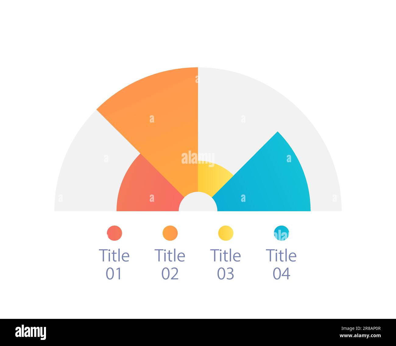 Arc-Infografik: Designvorlage mit vier Torten Stock Vektor