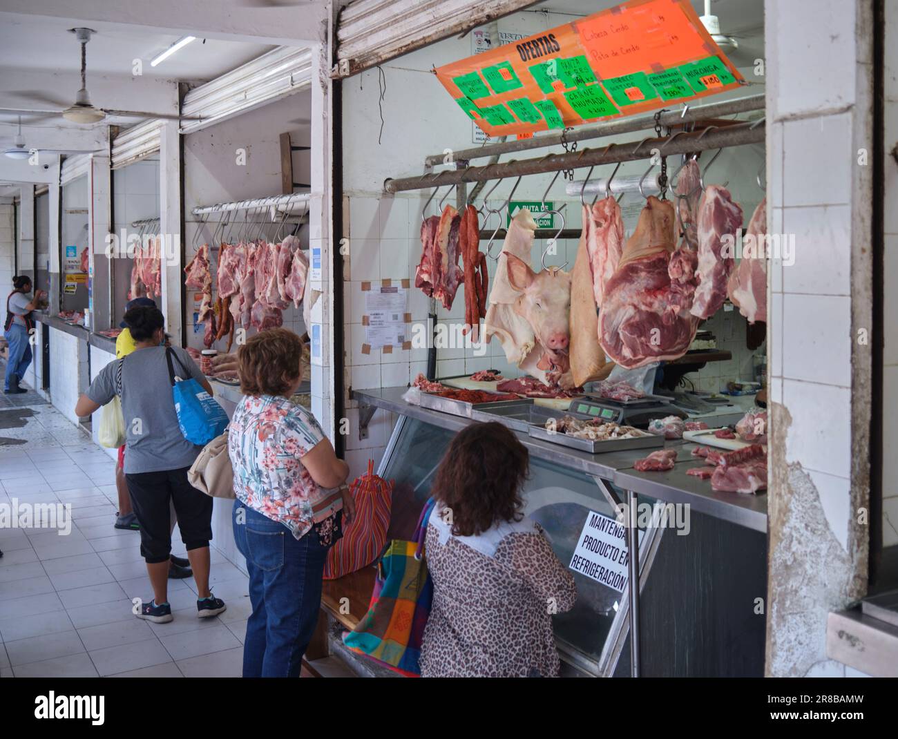 Butchers Shop im Mercado 28 Market im Zentrum von Cancun Yucatan Halbinsel Mexiko Stockfoto