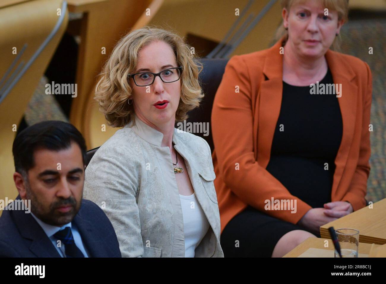 Edinburgh Scotland, Vereinigtes Königreich, 20. Juni 2023. Lorna Slater im schottischen Parlament während eines Misstrauensantrags gegen den Minister für grüne Kompetenzen, Kreislaufwirtschaft und biologische Vielfalt. Live-Nachrichten von sst/alamy Stockfoto