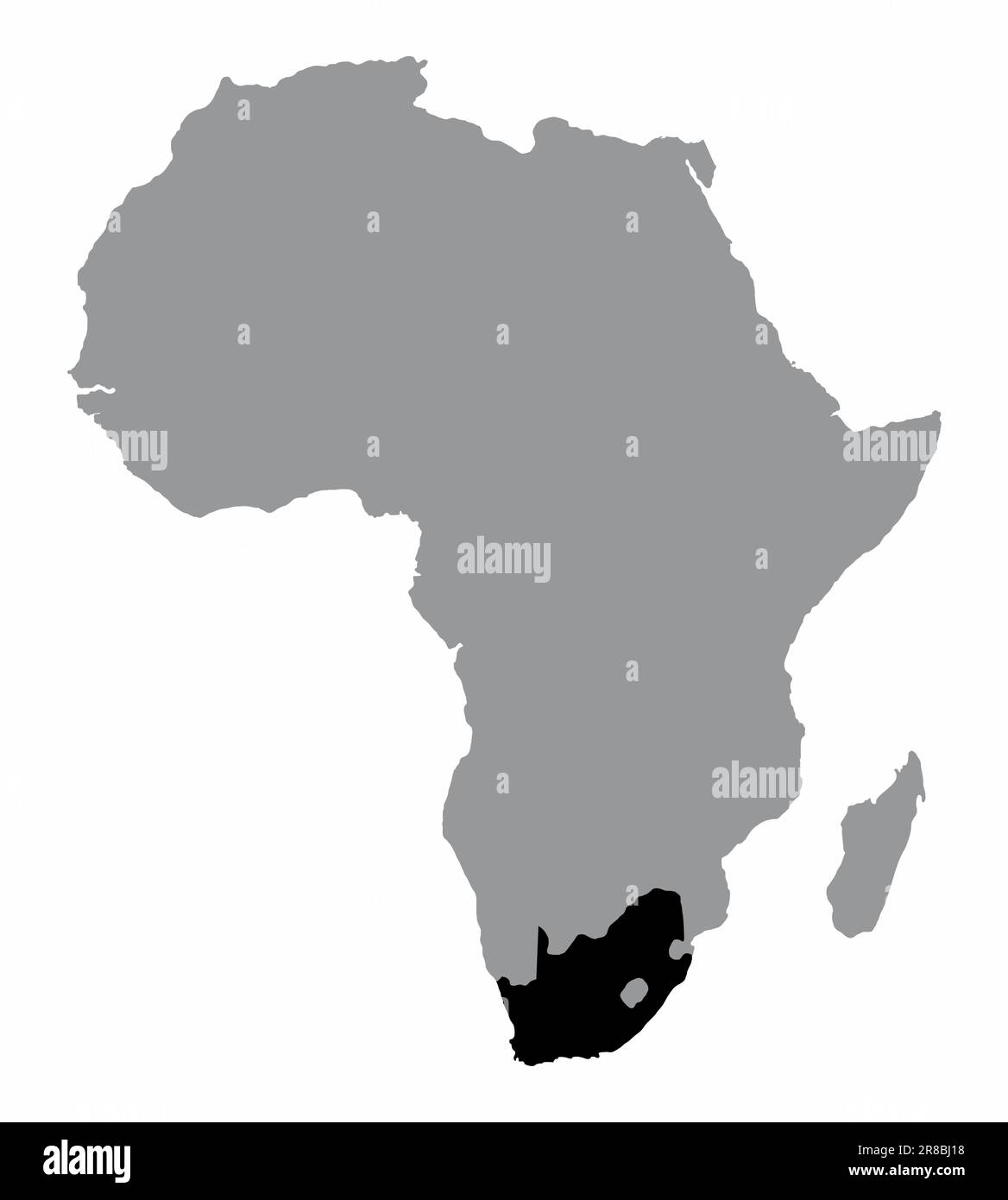 Karte von Südafrika in Afrika auf weißem Hintergrund Stock Vektor