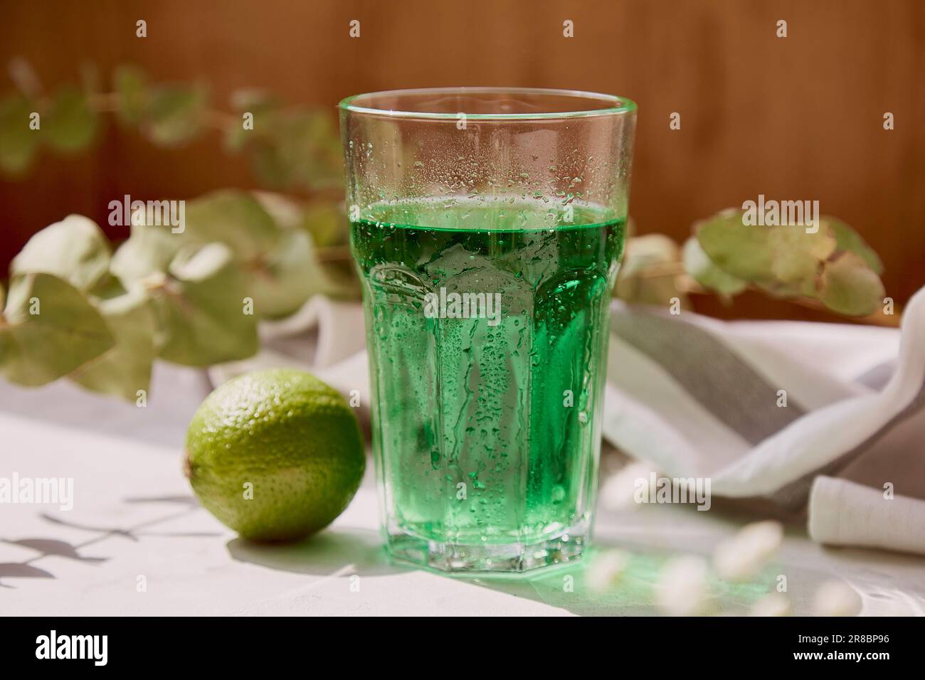 Alkoholfreier, gesunder Zitrusgrün-Sekt-Cocktail. Detox vitaminiertes gesundes Getränk Stockfoto