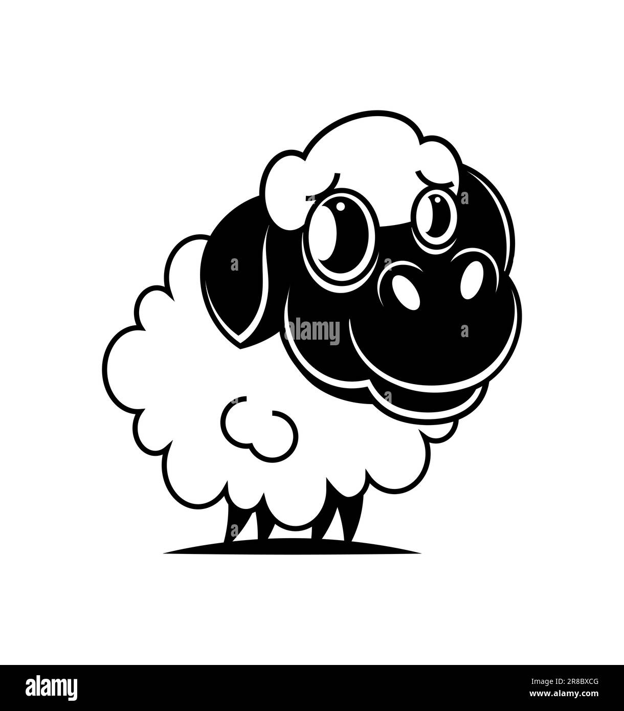 Emblem-Vorlage für Schafwolle-Fabrik. Schafskopf. Designelement für Logo, Label, Schild. Stock Vektor