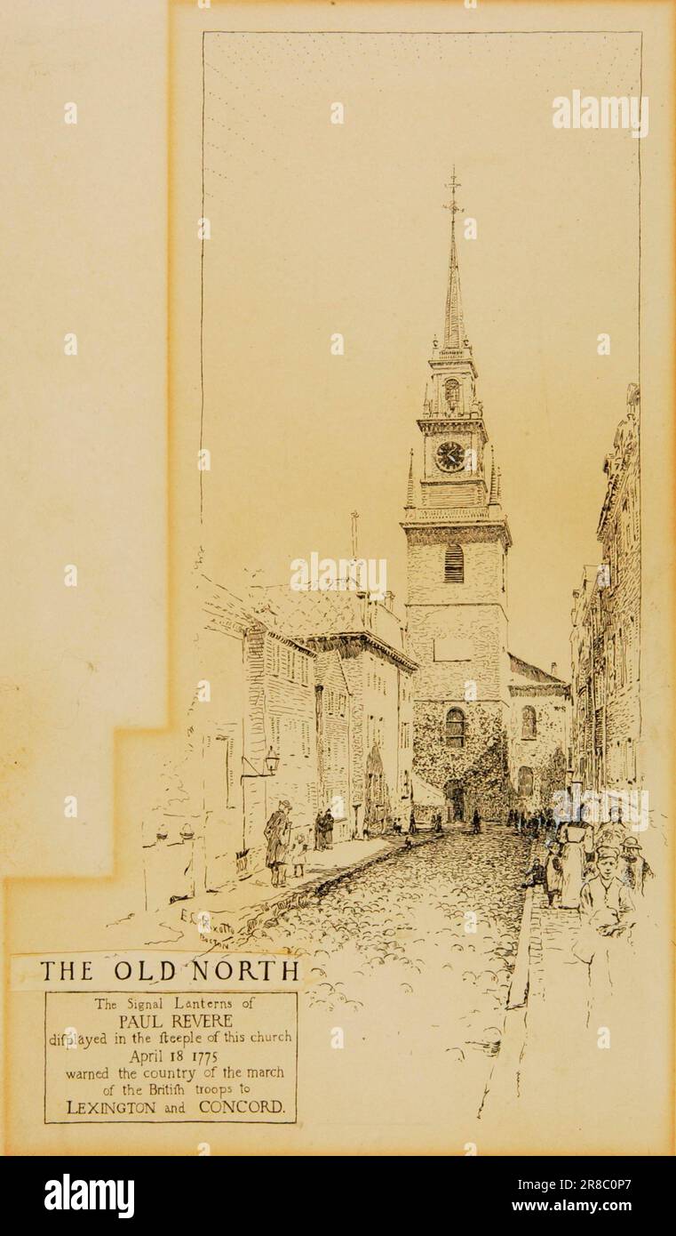 Boston--North Church n.d. von Ernest C. Peixotto, geboren in San Francisco, CA 1869, gestorben New York City 1940 Stockfoto