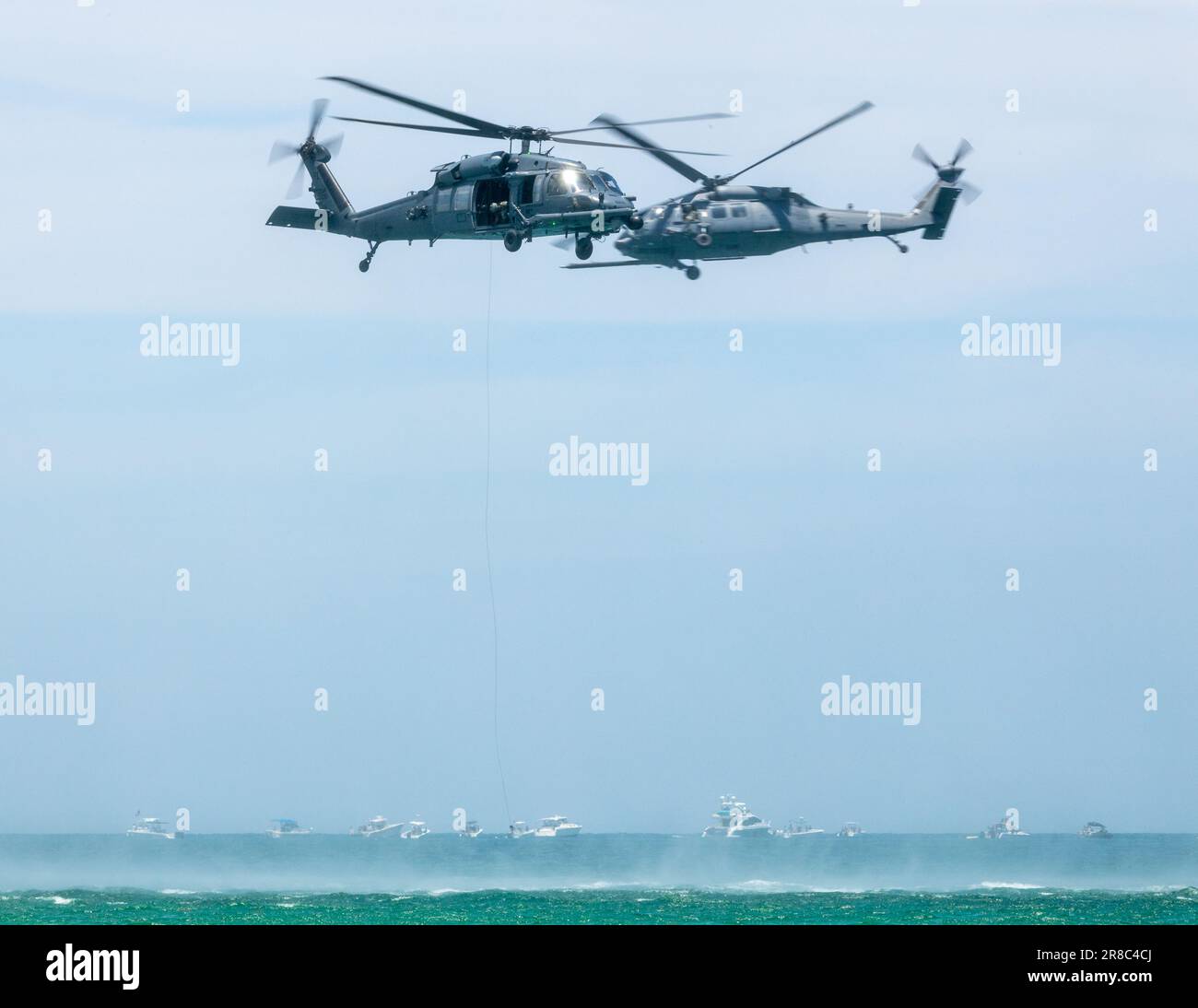 Ein toller Hubschrauber über Miami. Stockfoto