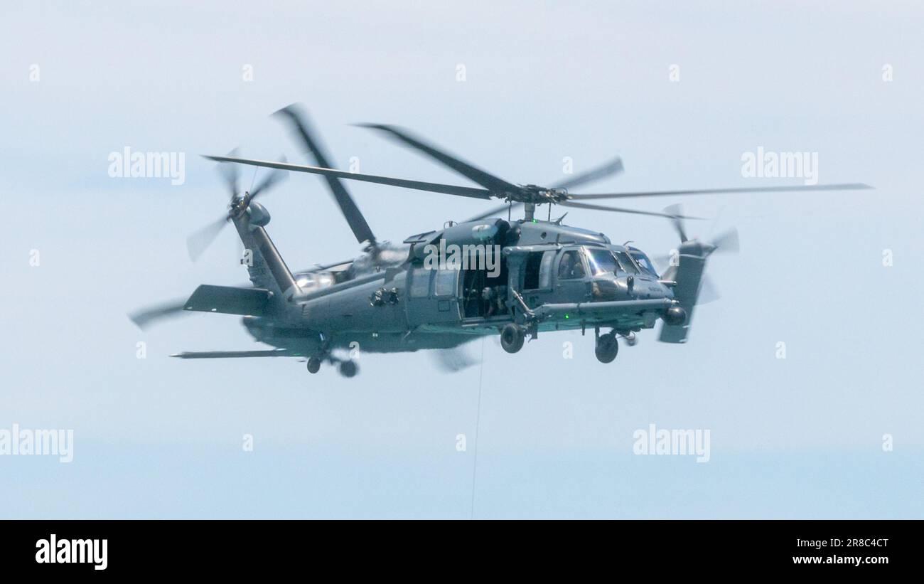 Ein toller Hubschrauber über Miami. Stockfoto