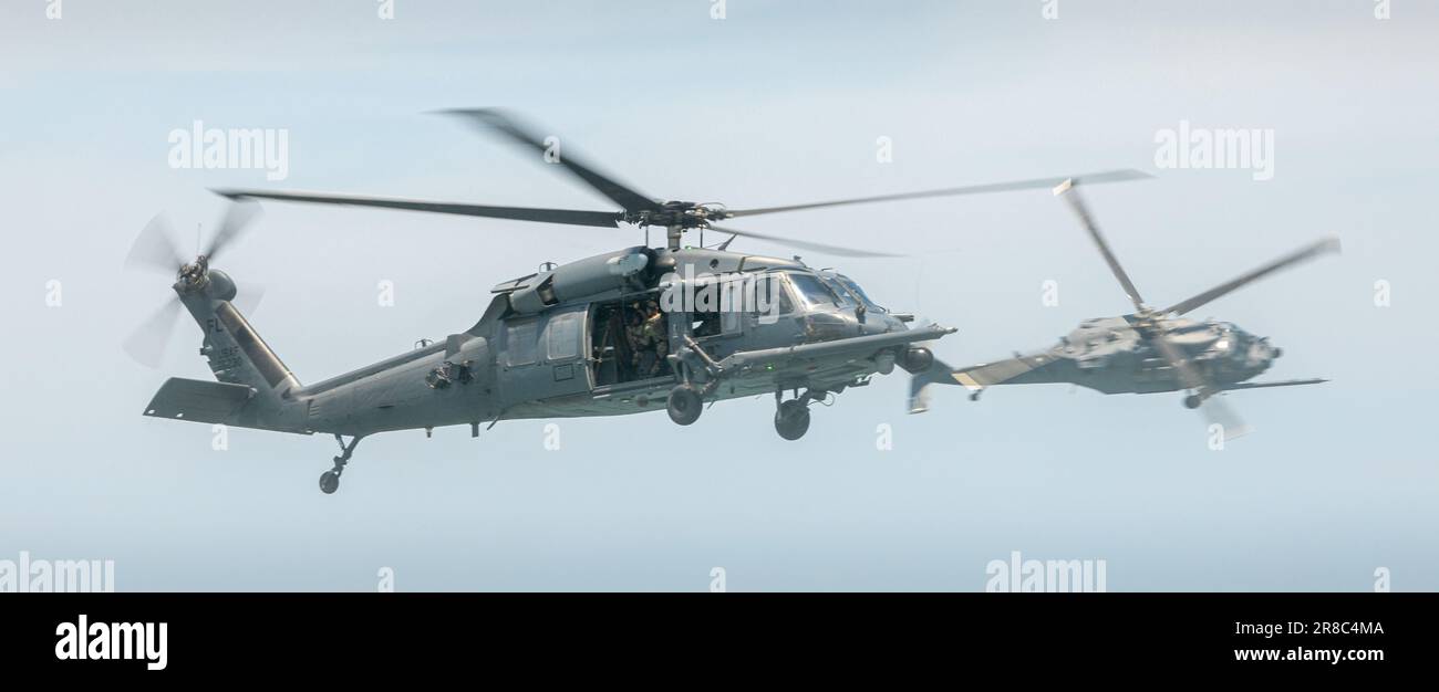 Ein toller Hubschrauber über Miami. Stockfoto