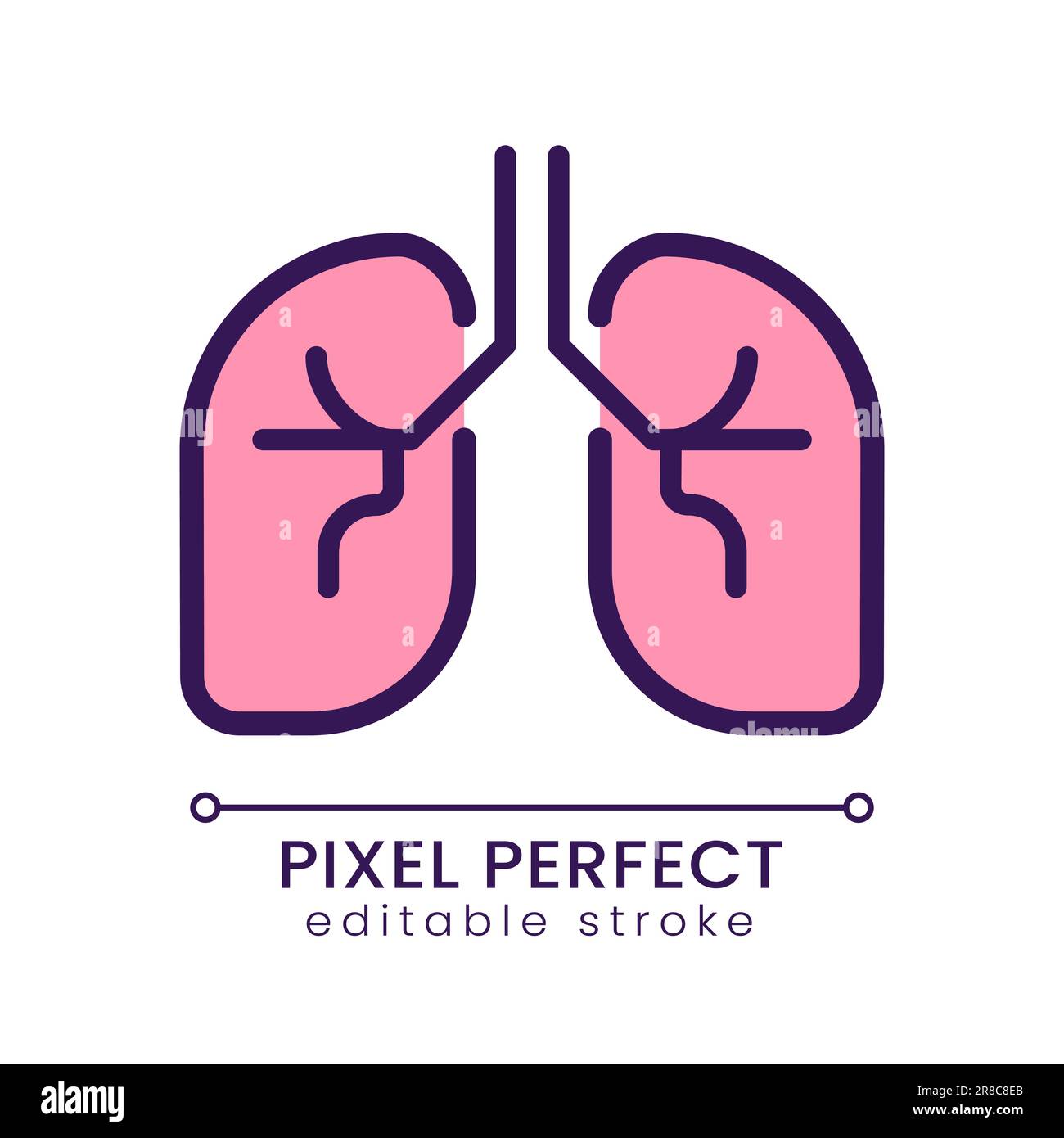 Pixel Perfect RGB-Farbsymbol der menschlichen Lunge Stock Vektor