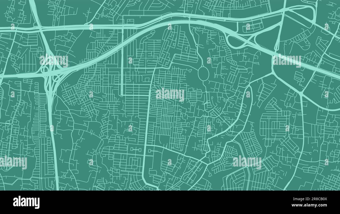 Hintergrund: Bekasi-Karte, Indonesien, Poster „Grüne Stadt“. Vektorkarte mit Straßen und Wasser. Breitbildformat, Roadmap für digitales Flachdesign. Stock Vektor