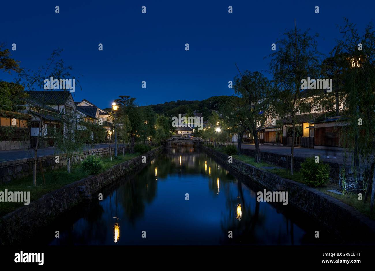 Nachtsicht auf Kurashiki, Okayama, Japana Stockfoto