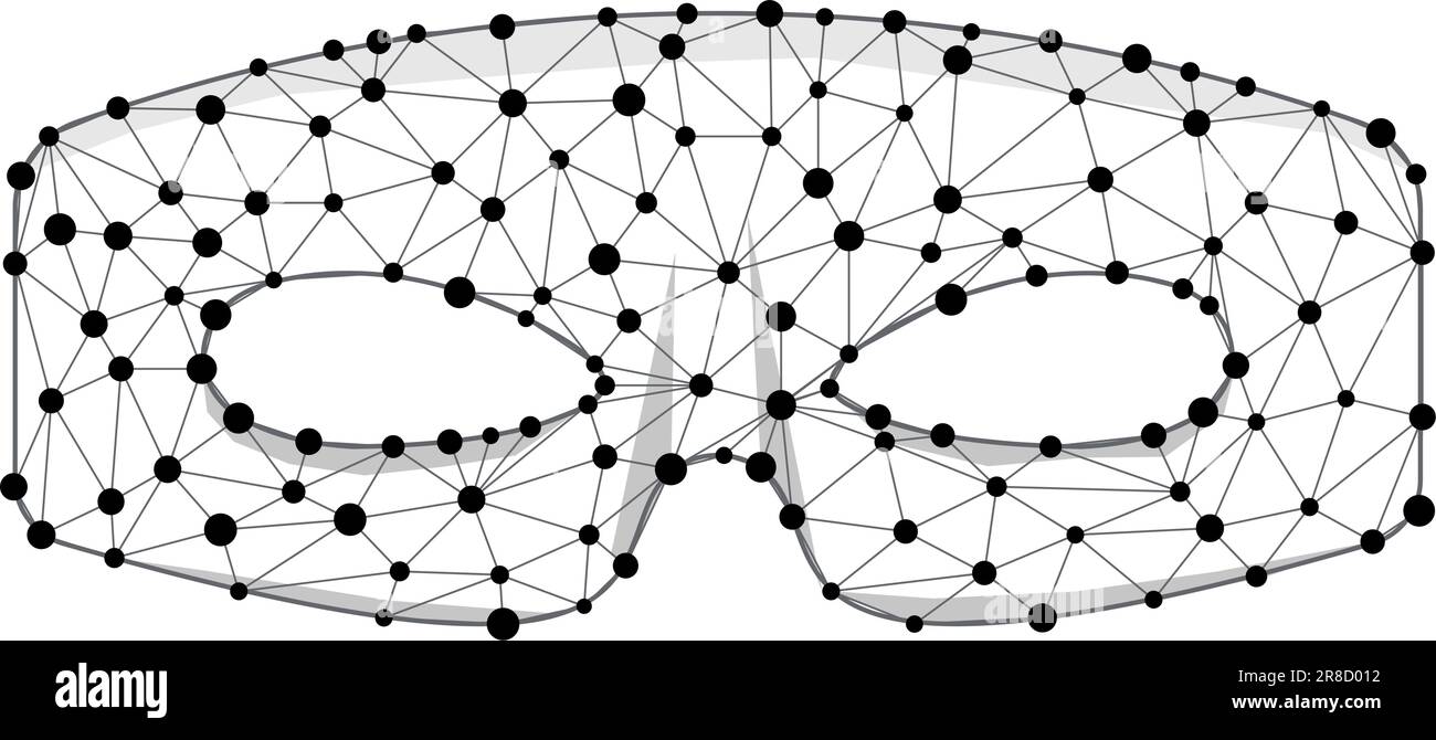Maske Superheld oder Karneval Räuber Bandit Wireframe Vektorsymbol. Schwarze Masquerade Kostüm Augenmaske Silhouette verborgene Schurke Schurke Gesichtsvorlage. Lin Stock Vektor