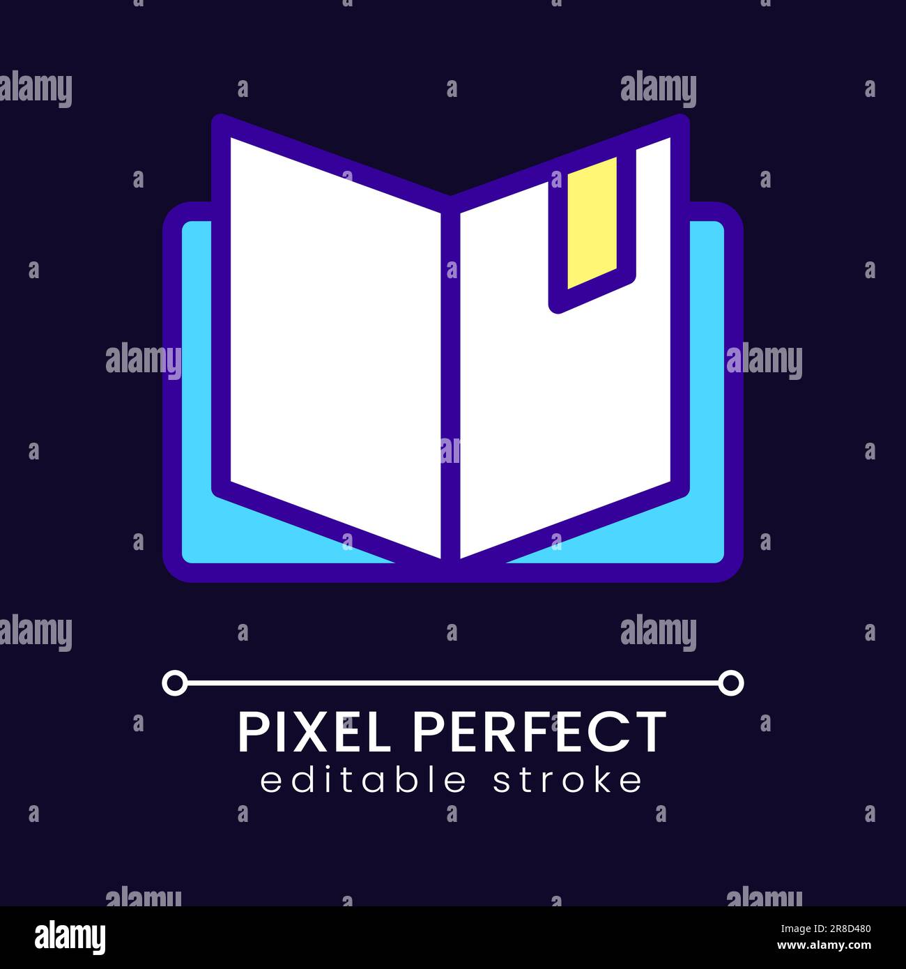 Open Book Pixel Perfect RGB-Farbsymbol für dunkles Thema Stock Vektor