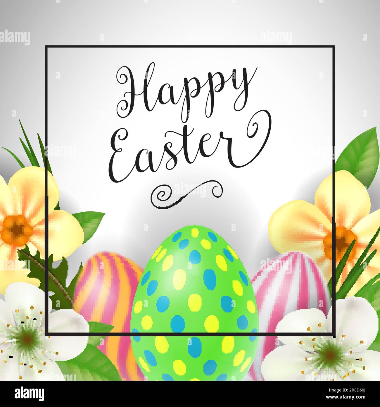 Happy Easter-Schriftzug im quadratischen Rahmen Stock Vektor