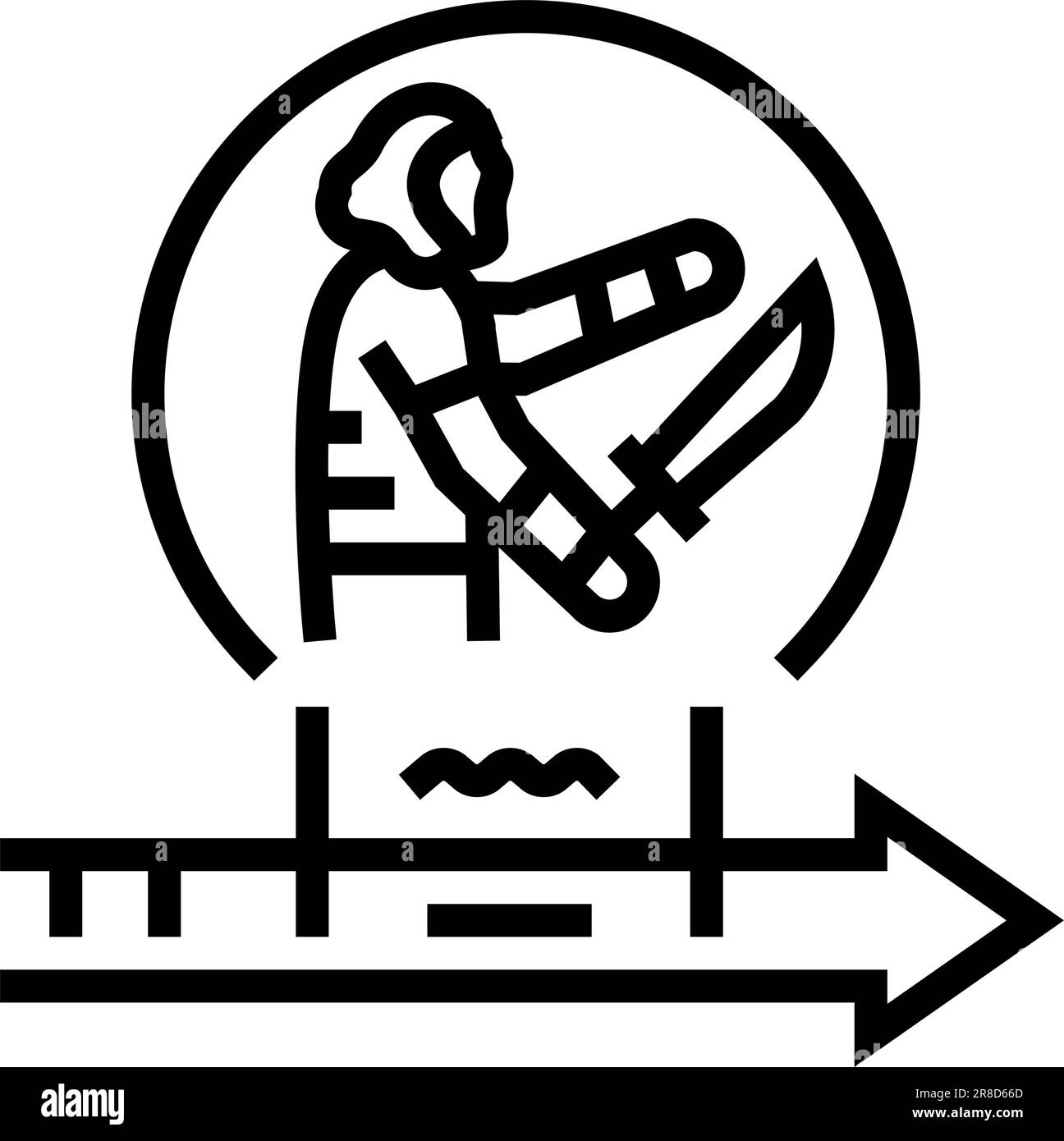 Eisenzeit, menschliche Evolutionslinie, Symboldarstellung Stock Vektor