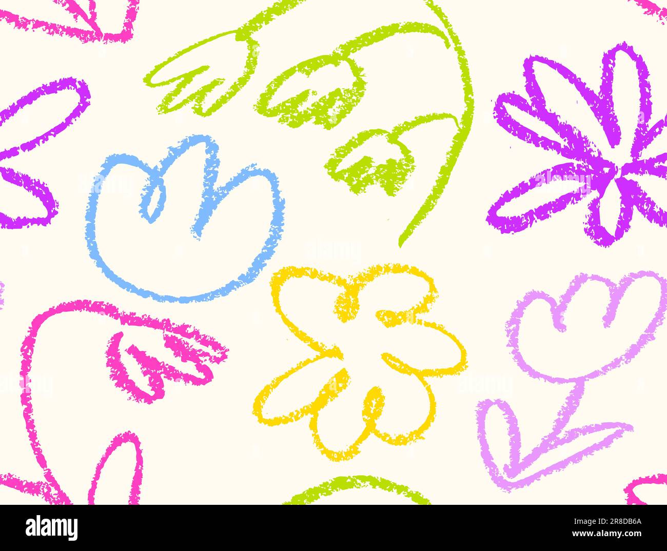 Blumen handgezogene Wachsstifte Kinder ziehen Stock Vektor