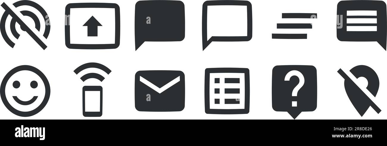 Editor für 12-Symbole. A festgelegte Vektorsymbole. Umreißen Sie isolierte Zeichen. Linearer Symbolsatz. Dünn gefüllte Symbolpakete. UX-BENUTZEROBERFLÄCHE Stock Vektor