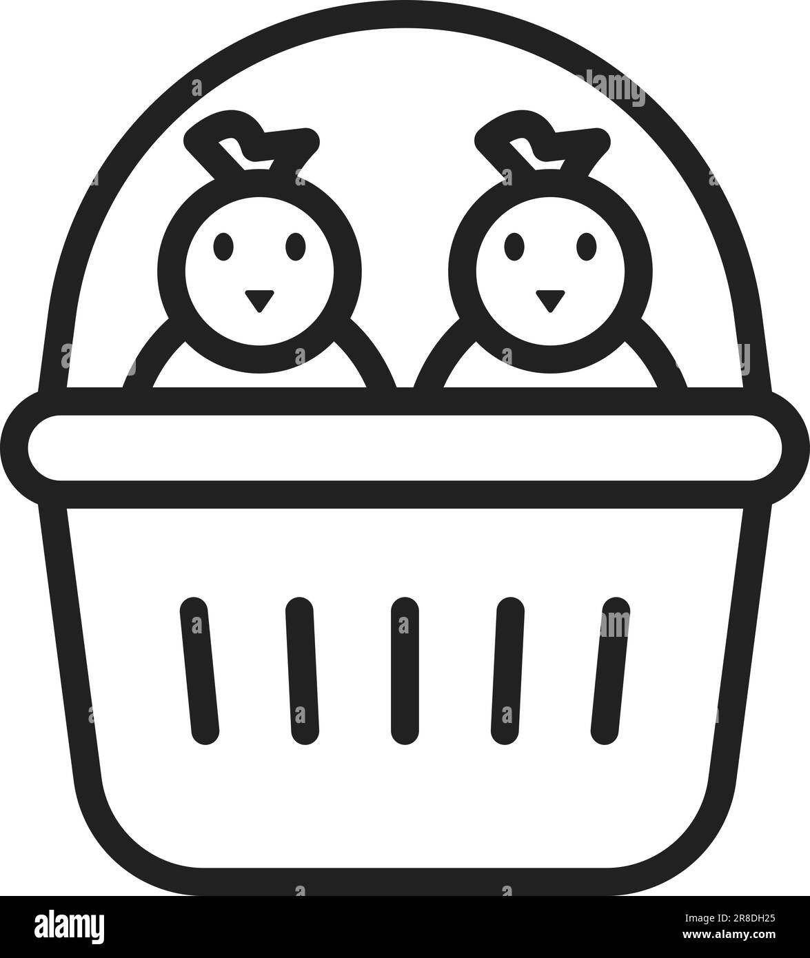 Bild des Symbols "Küken im Korb". Stock Vektor