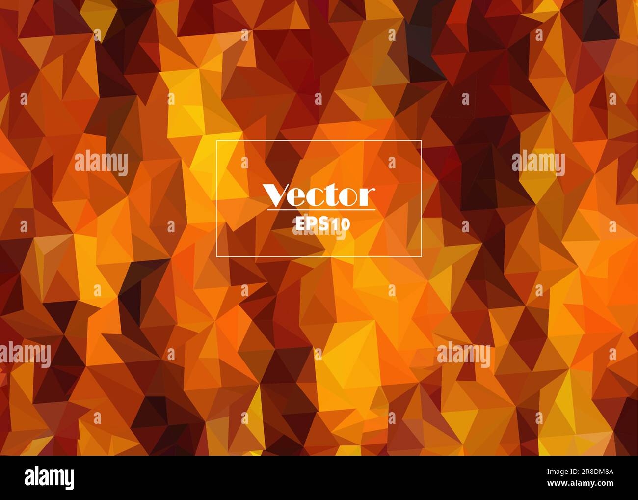 Abstrakter geometrischer Hintergrund mit leuchtendem, hellrotem, gelbem und orangefarbenem, transparentem Polygonmuster, sieht aus wie stilisiertes Feuer oder Wabenmuster Stock Vektor