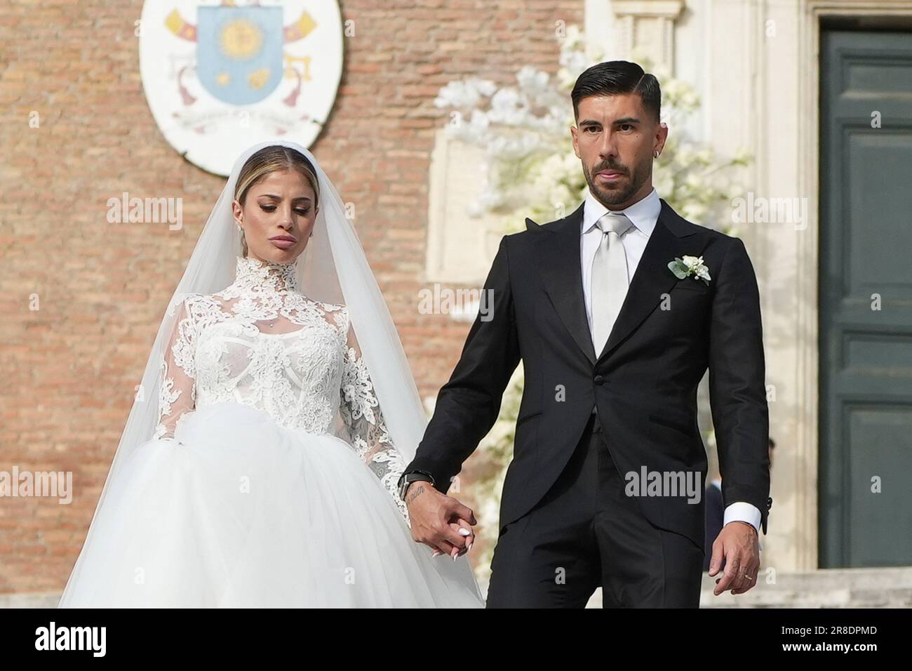 Rom, Italien. 20. Juni 2023. Chiara Nasti (l) und Mattia Zaccagni (r) auf ihrer Hochzeit in der Basilika Santa Maria Ara Coeli. Kredit: SOPA Images Limited/Alamy Live News Stockfoto