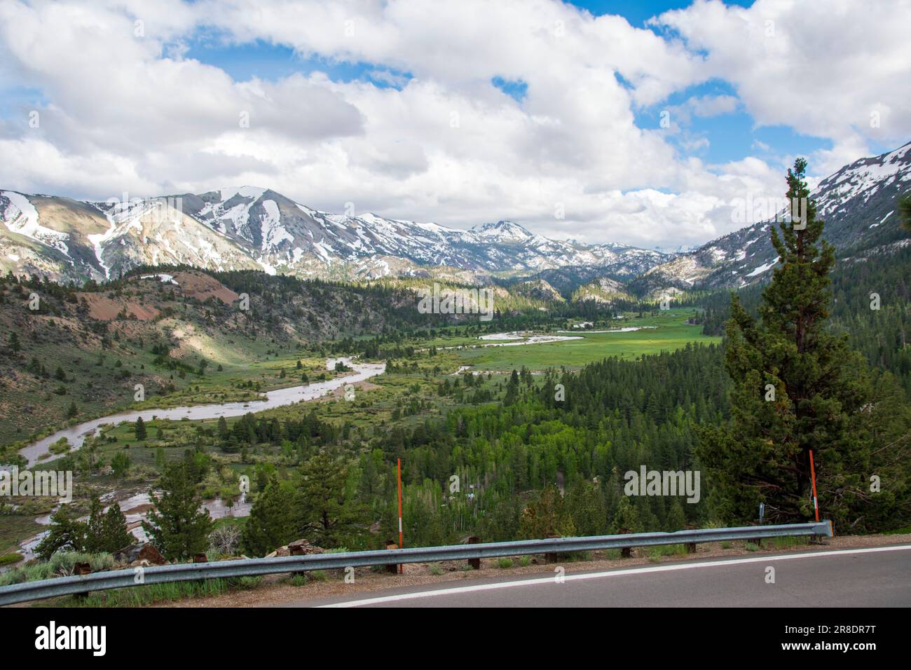 Leavitt Falls und Leavitt Meadow befinden sich auf der Ostseite des Sonora Pass in der Sierra Nevada von Kalifornien. Stockfoto