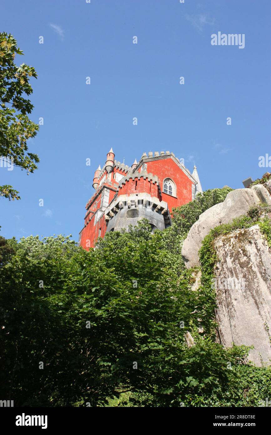 Das Äußere des Nationalpalastes von Pena in Sintra, Portugal Stockfoto