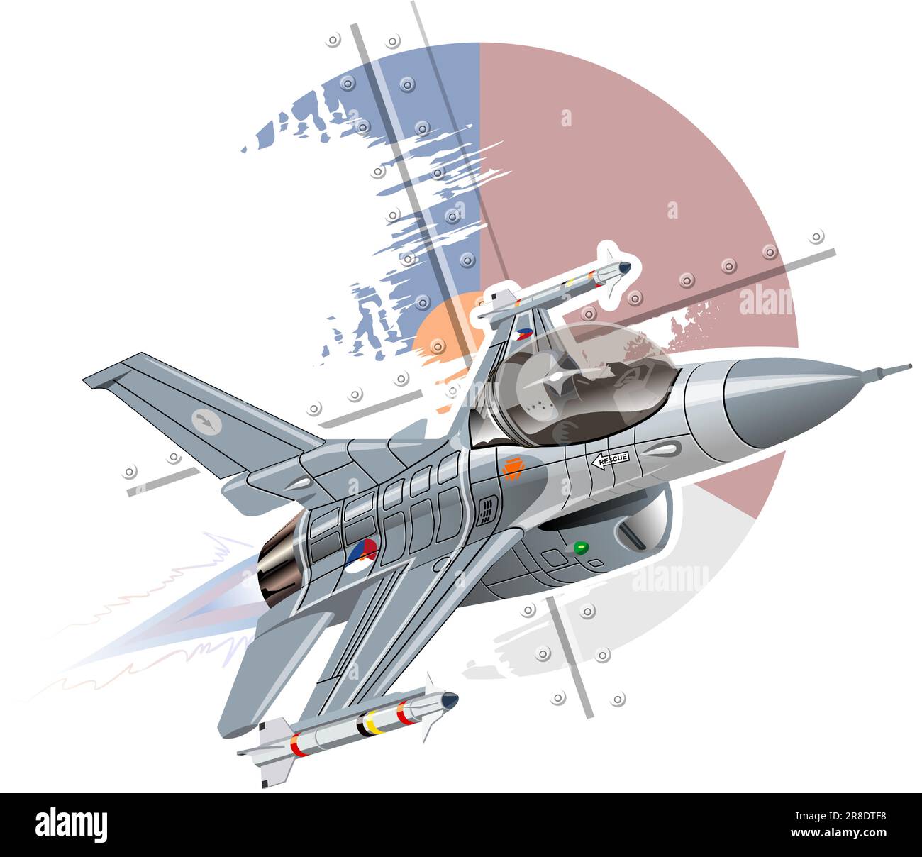 Vektor Cartoon Military Jet Fighter Flugzeug. Verfügbares EPS-10-Vektorformat, das durch Gruppen und Ebenen getrennt ist, für eine einfache Bearbeitung Stock Vektor