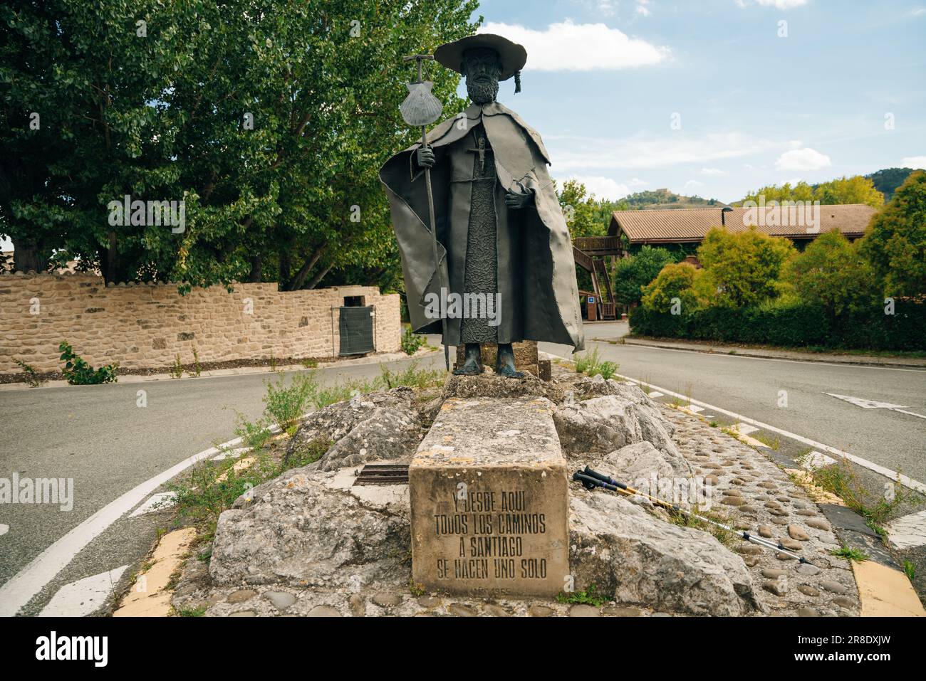 Pilgerstatue navarre, spanien - Mai 2023. Hochwertiges Foto Stockfoto