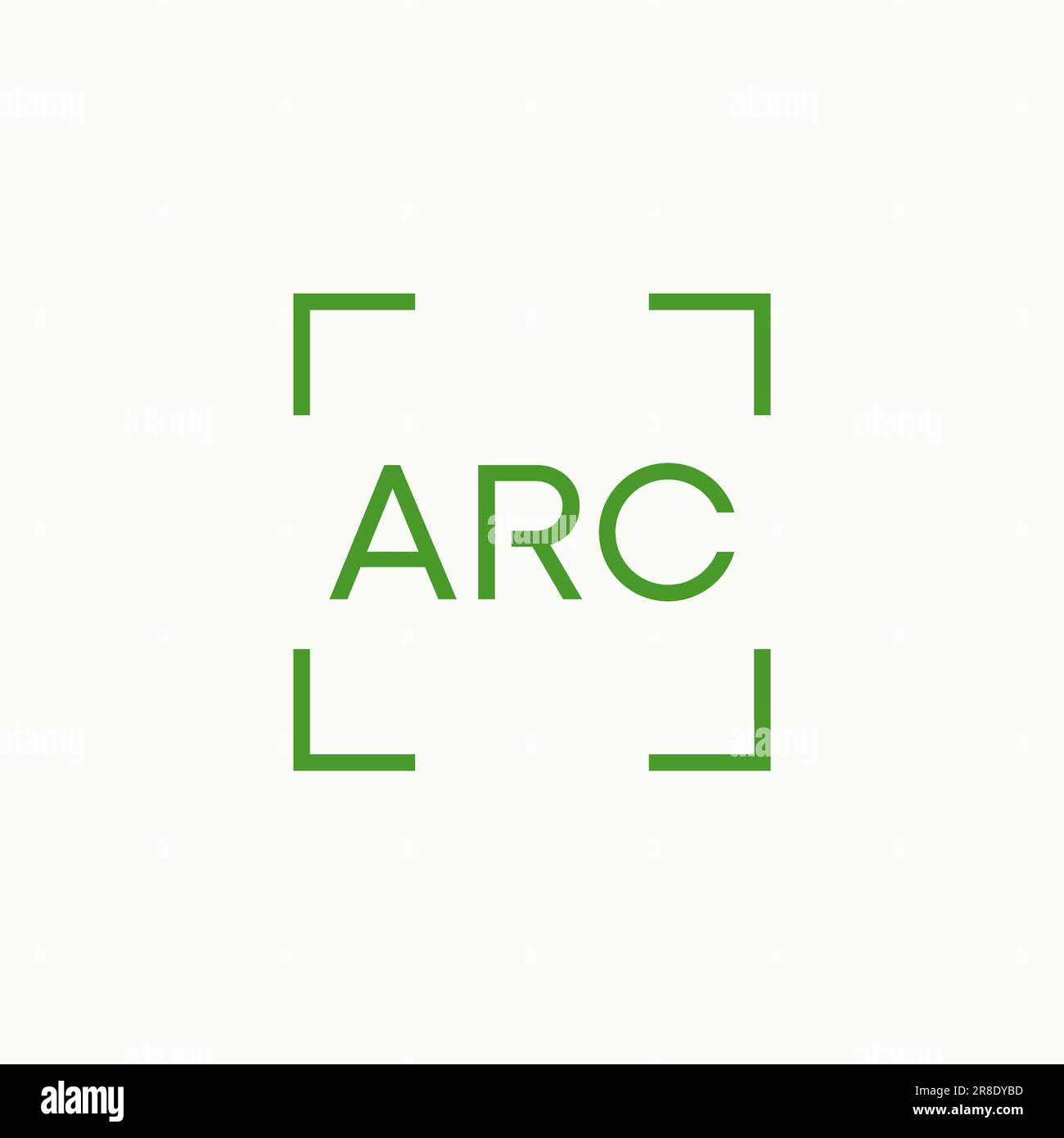 Logo-Design Grafikkonzept kreativ Abstraktes Premium-Vektorpapier ARC-Schriftart mit rechteckigem Schnitt. Bezieht sich auf die anfängliche Typografie Stock Vektor