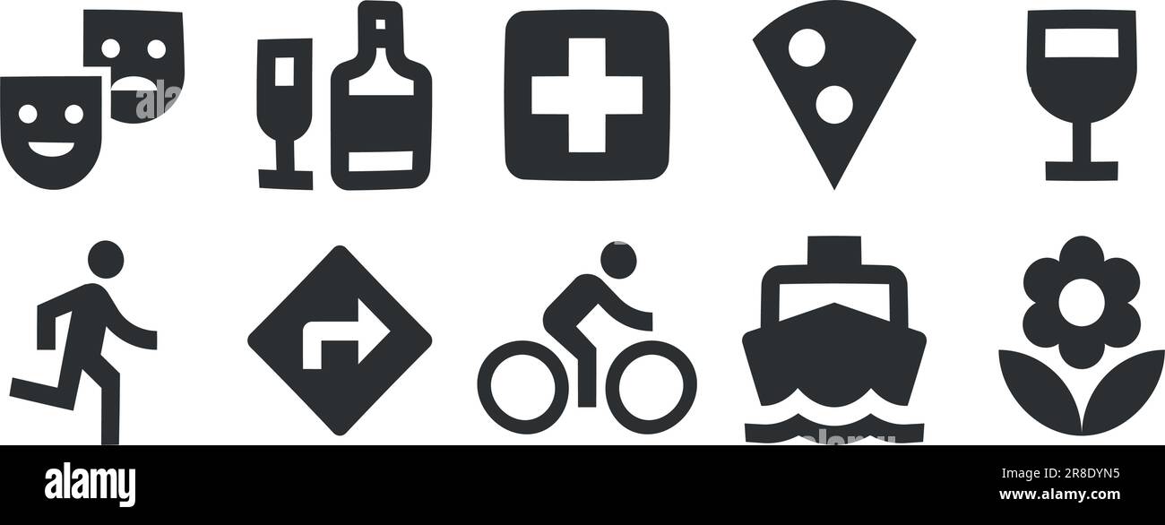 Bild mit 10 Symbolen. Collection mit Zeilensymbolen. Symbol "Qualität festlegen". Linearer Symbolsatz. Dünn gefüllte Symbolpakete. UX-BENUTZEROBERFLÄCHE Stock Vektor