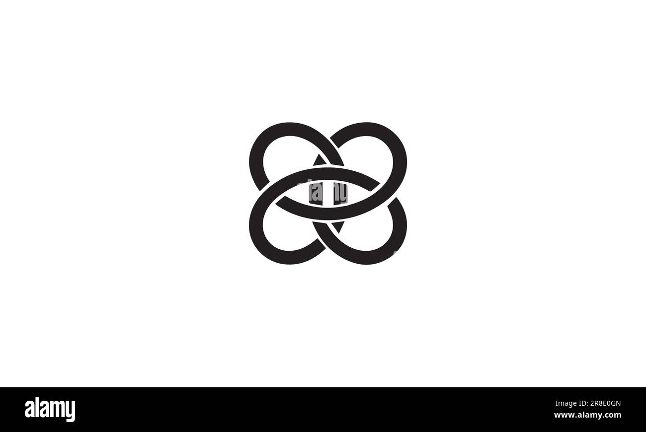 Cycle-Logo. Drei Bänder, verflochtene Elemente, schwarz auf weißem Hintergrund Stock Vektor
