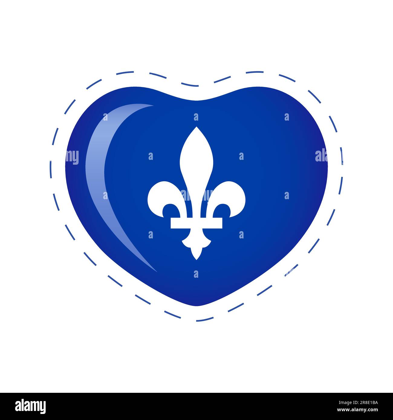 „Happy Quebec Day“-Logo. Ballon-Konzept. Kreative Herzform mit offiziellem Symbol von Quebec. T-Shirt-Grafik. Becher- oder Tassensymbol. Design der Geschenkbox Stock Vektor
