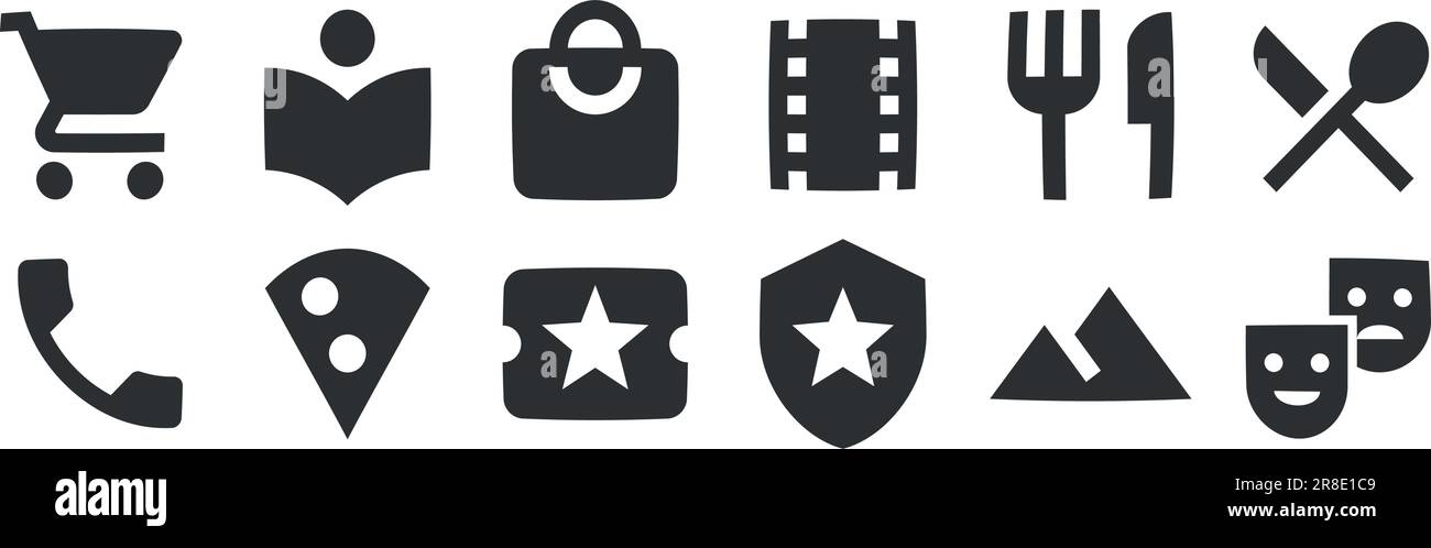 Set mit 12 Symboldarstellungen. Vektordarstellung von Symbolen für dünne Linien. Einfacher Satz. Linearer Symbolsatz. Dünn gefüllte Symbolpakete. Vektordarstellung Stock Vektor