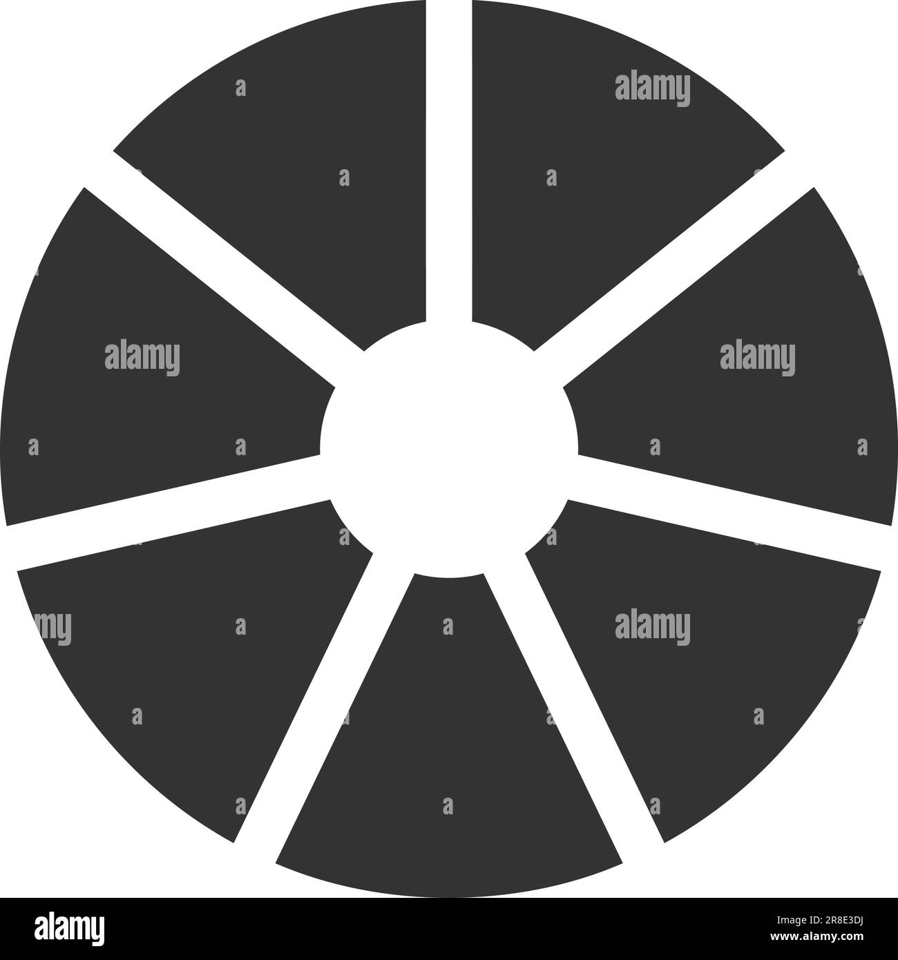 Kreis In 7 Gleiche Teile Teilen Vorlage für Ringdiagramm oder Tortendiagramm. Kreis geteilt auf 7