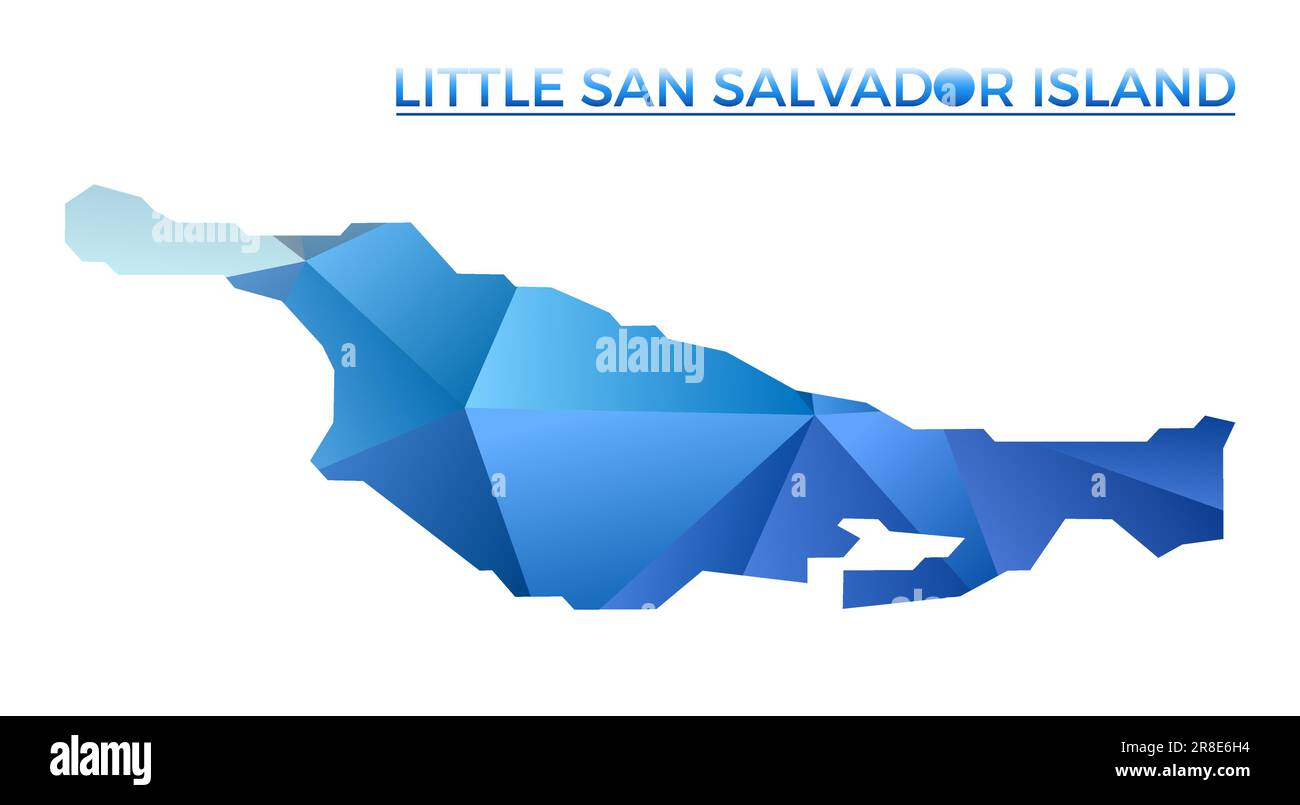 Vektor polygonale Karte der kleinen San Salvador Insel. Lebendige, geometrische Insel in flachem Poly-Stil. Erstaunliche Illustration für Ihre Infografiken. Stock Vektor