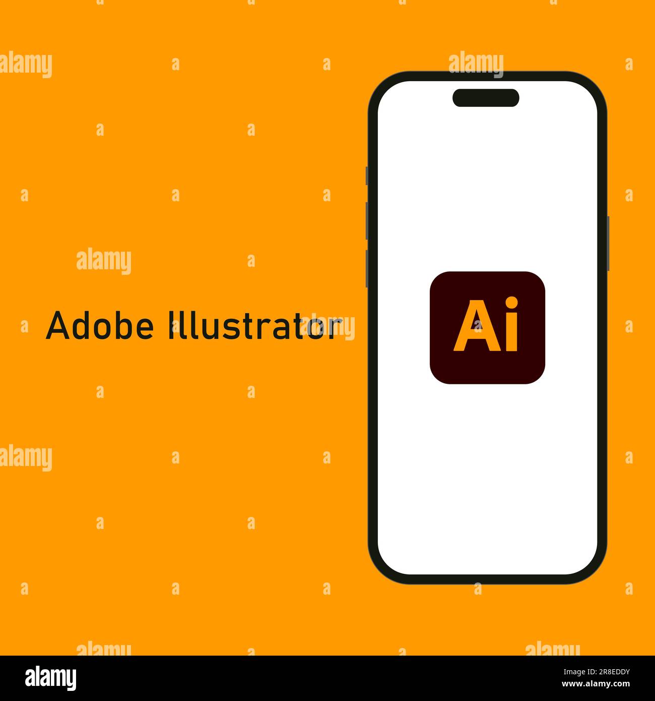 Kiew, Ukraine - 14. Juni 2023: Adobe Illustrator-Logo auf dem Bildschirm des iPhone 14 des Smartphones isoliert mit orangefarbenem Hintergrund. Illustrator ist ein Vektordiagramm Stock Vektor