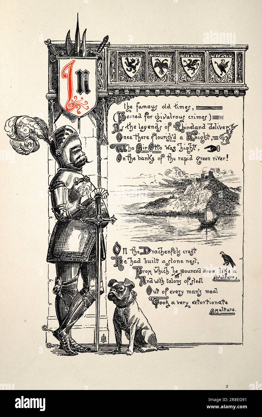 Seite vom Ritter und Drachen von Thomasn Hood, Fantasy Mythology, Ernest Maurice Jessop Stockfoto