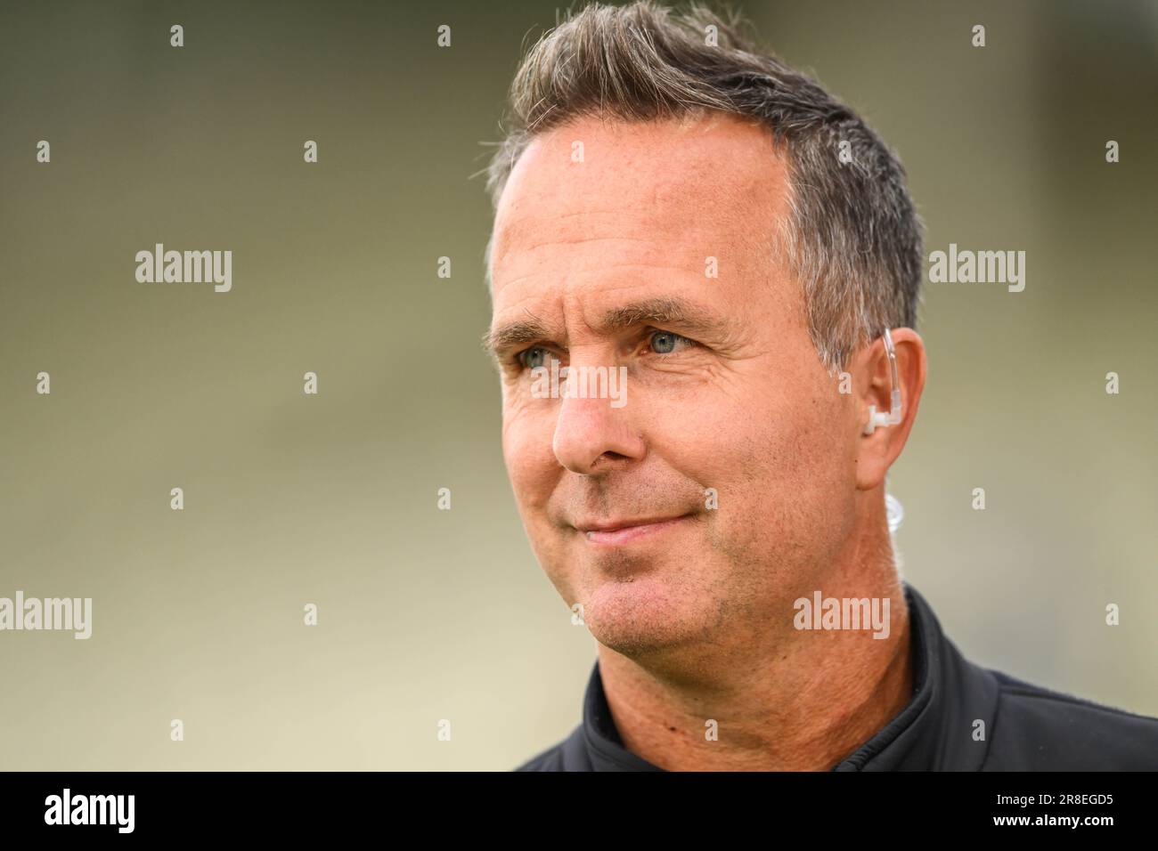 Ehemaliger englischer Cricket-Kapitän Michael Vaughan während des LV= Insurance Ashes First Test Series Day 5 England gegen Australien in Edgbaston, Birmingham, Großbritannien, 20. Juni 2023 (Foto von Craig Thomas/News Images) in , am 6.20.2023. (Foto: Craig Thomas/News Images/Sipa USA) Stockfoto