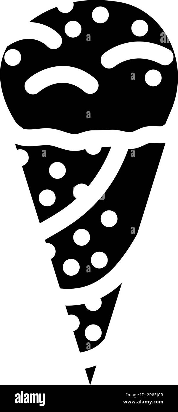 Mint-Chocolate-Chip-Eiscreme, Imbiss, Glyphe-Symbol, Vektordarstellung Stock Vektor