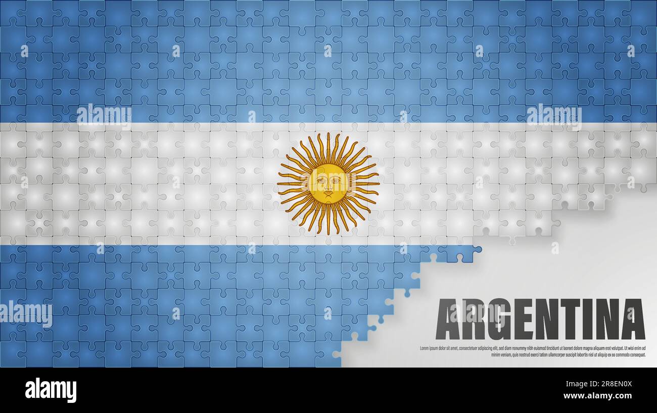 Hintergrund der argentinischen Puzzleflagge. Auswirkungselement für die Verwendung, die Sie daraus machen möchten. Stock Vektor