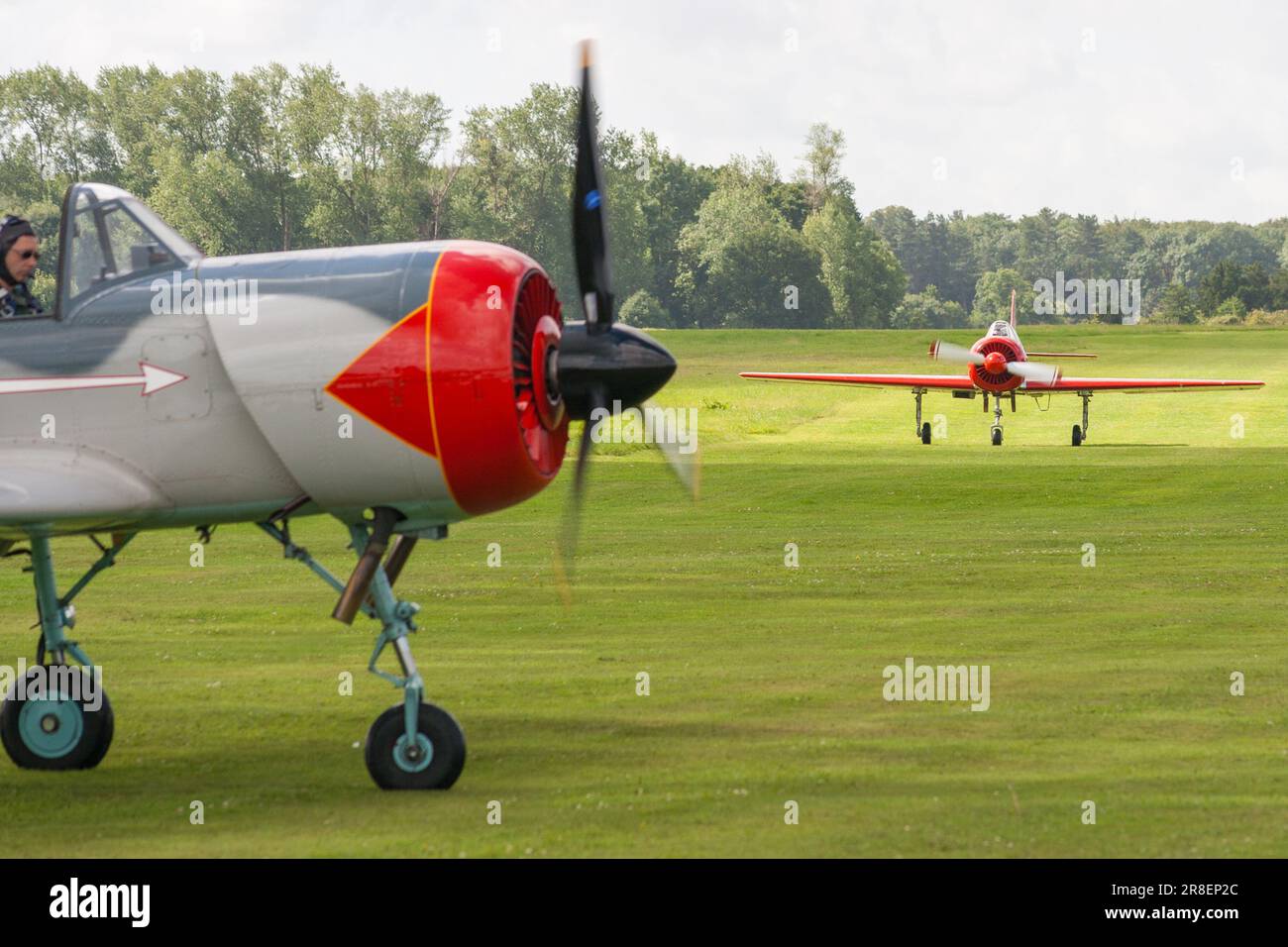 Ein Flugtag in der Shuttleworth Collection mit 2 YAKOVLEV YAK-52 , Old Warden, Bedfordshire 2009 Stockfoto