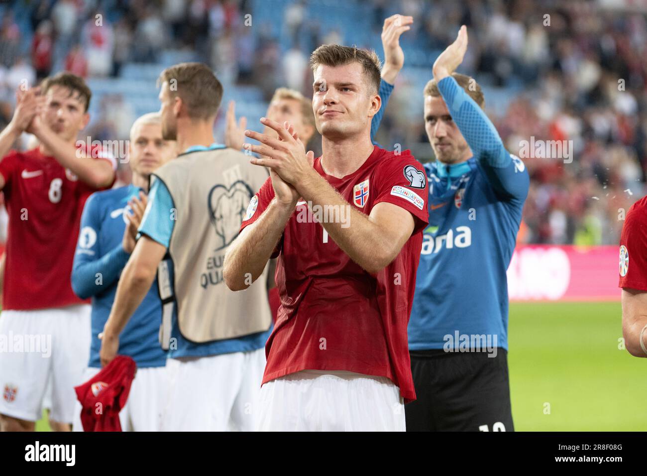 Oslo, Norwegen. 20. Juni 2023. Alexander Sorloth aus Norwegen wurde nach dem UEFA Euro 2024 Qualifikationsspiel zwischen Norwegen und Zypern im Ullevaal Stadion in Oslo gesehen. (Foto: Gonzales Photo/Alamy Live News Stockfoto