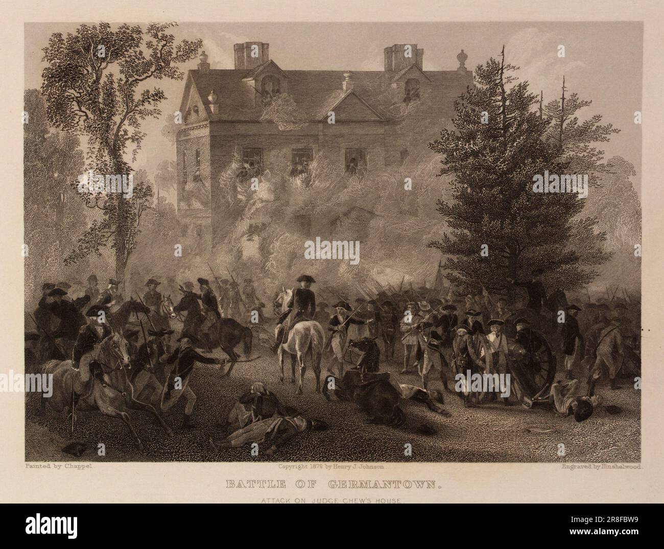 Battle of Germantown, Attack on Judge Chew's House, 1879 [] von Robert Hinshelwood, geboren in Edinburgh, Schottland, 1812-gestorben New York City nach 1875 Stockfoto