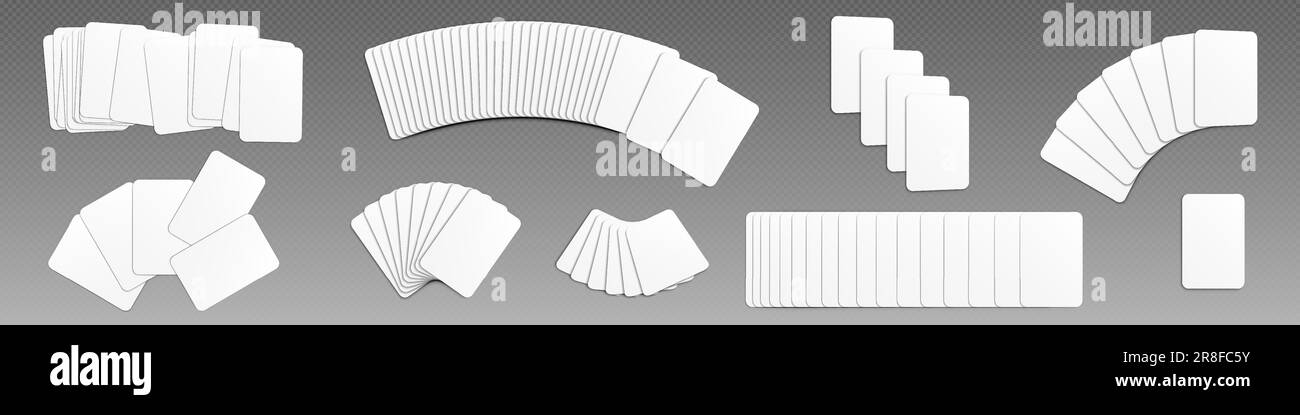 3D Poker, weiße Spielkarten, Spielmodell. Isolierte Papiersymbolvorlage für Casino- oder Fortune-Divination-Vorlage. Verschiedene Spielhandkombinationen und Alignment-Clipart für die Online-Anwendung Stock Vektor