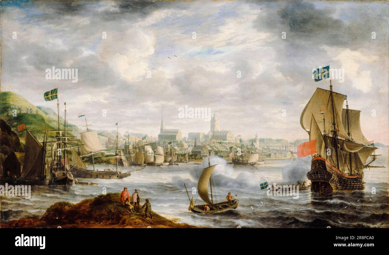 Bonaventura Peeters the Elder, Hafen von Stockholm, (Hafen von Stockholm), Landschaftsmalerei in Öl auf Holz, 1636 Stockfoto