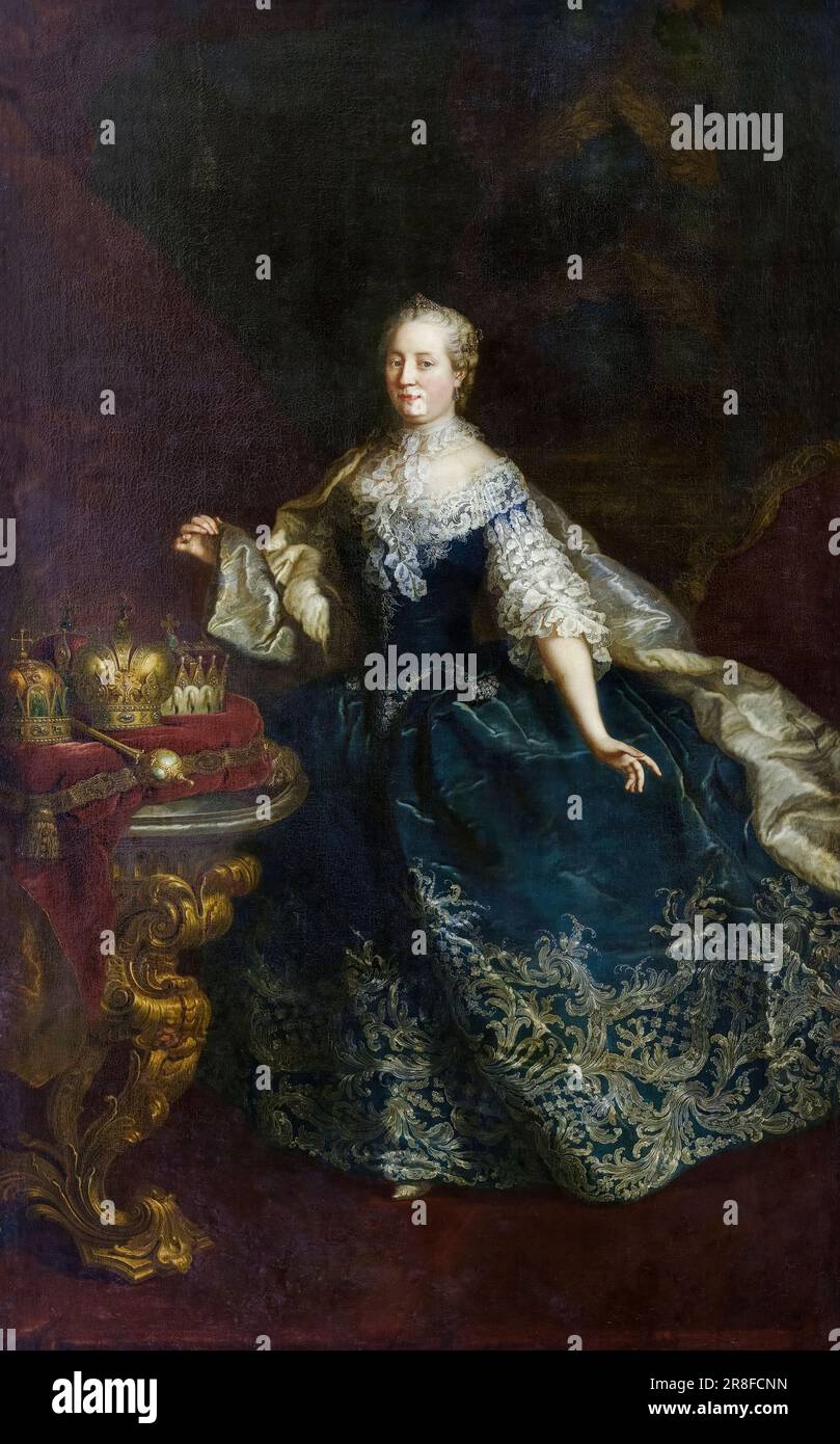 Portrait der Kaiserin Maria Theresa (1717-1780), Königin von Ungarn und Böhmen, Heilige römische Kaiserin, Ölgemälde auf Leinwand von Martin van Meytens, 1745-1750 Stockfoto