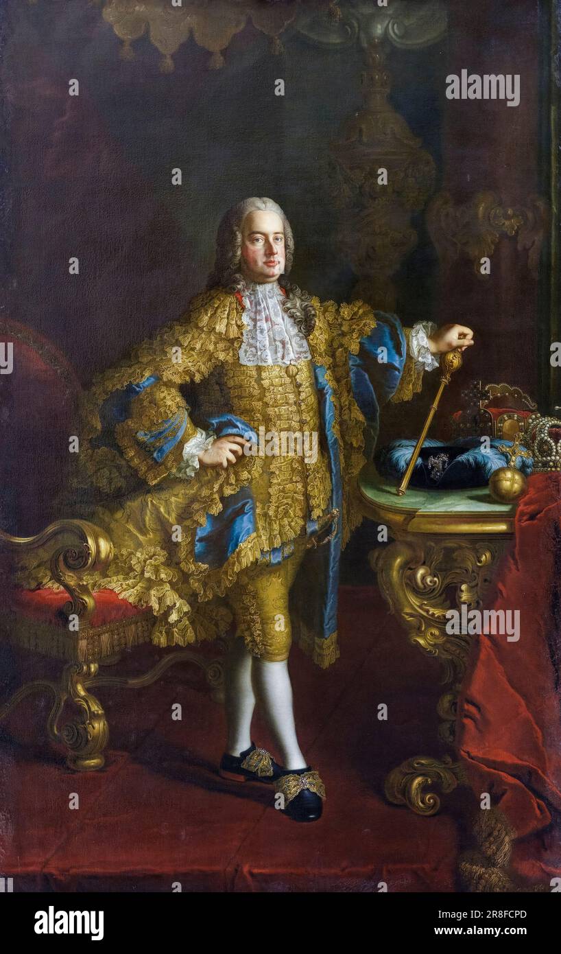 Francis I (1708-1765), Heiliger römischer Kaiser (1745-1765), Erzherzog von Österreich, Herzog von Lothringen und Bar, und Großherzog von Toskana, Ölgemälde auf Leinwand von Martin van Meytens, 1745-1750 Stockfoto