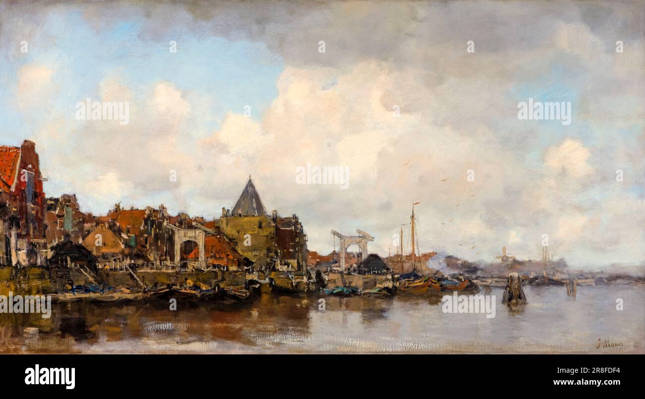 Jacob Maris Landschaftsmalerei, Schreierstoren (Amsterdam), Öl auf Leinwand, ca. 1890 Stockfoto