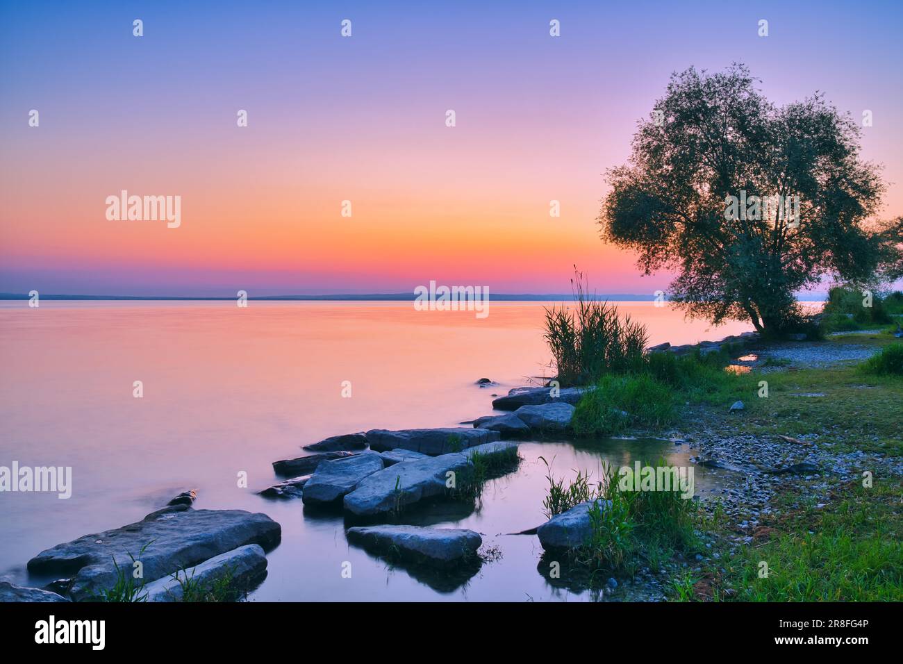 Bodensee vor Sonnenaufgang, Arbon, Kanton Thurgau Stockfoto