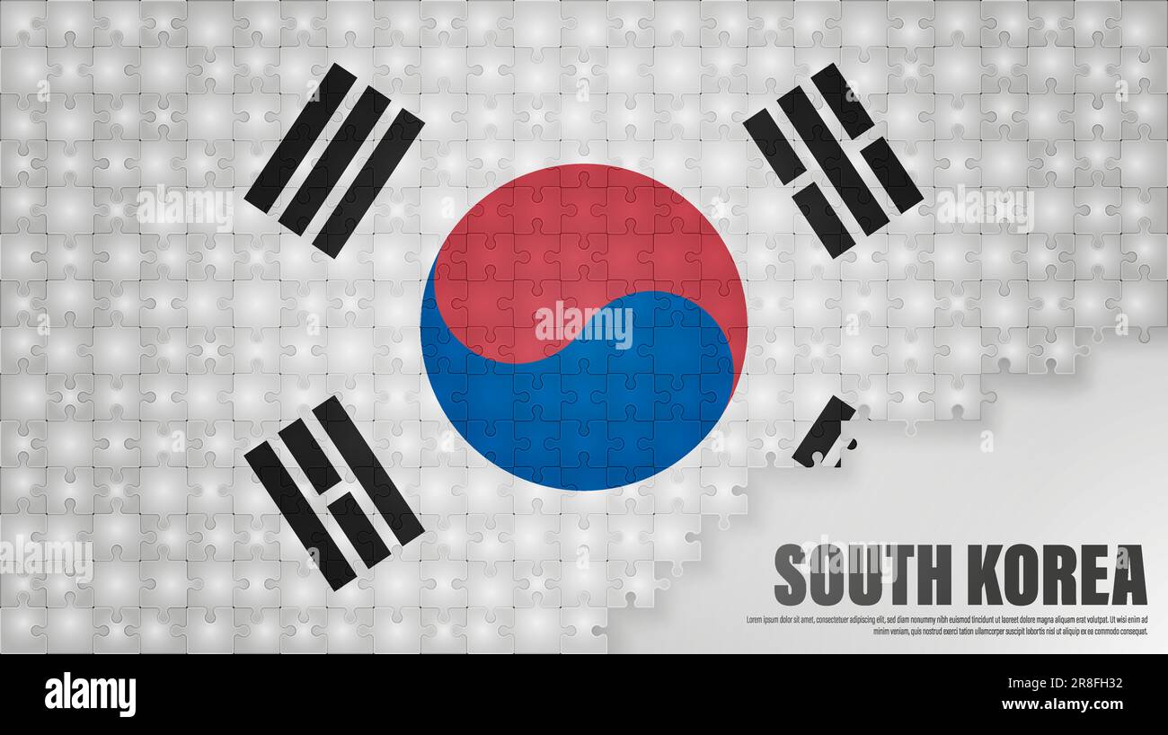 Southkorea Puzzle-Flaggen-Hintergrund. Auswirkungselement für die Verwendung, die Sie daraus machen möchten. Stock Vektor