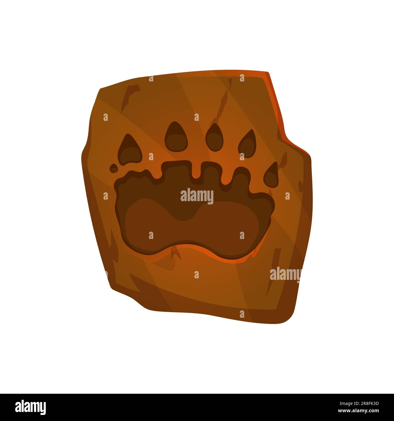 Uralte Dinosaurierspuren mit Krallen, archäologische Fossilien. Prähistorische Reptilien-Fußbahn oder -Pfad, antike Tiertreppe, Paläontologie oder Evolution Museum Fossilienabdruck, Dinosaurierpfote in Stein Stock Vektor